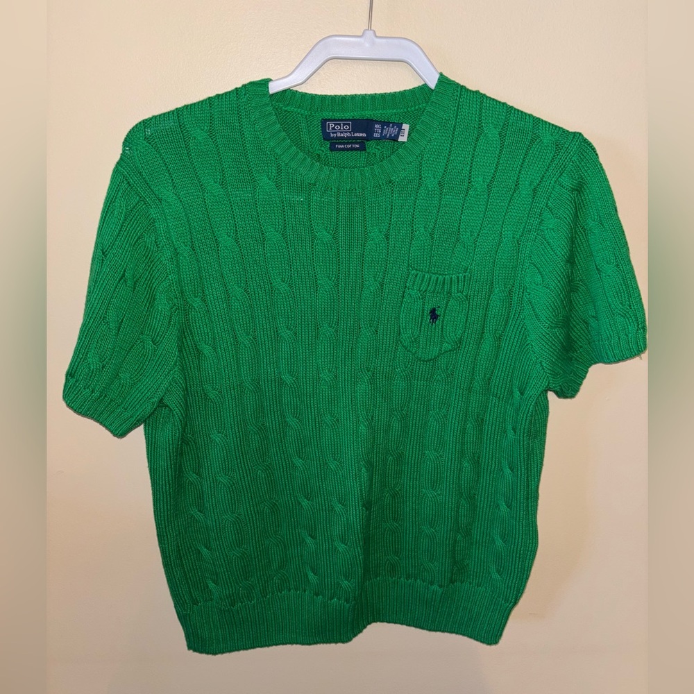 EUC. Polo by Ralph Lauren Green Cable Knit Sweater. Sz. XXL
